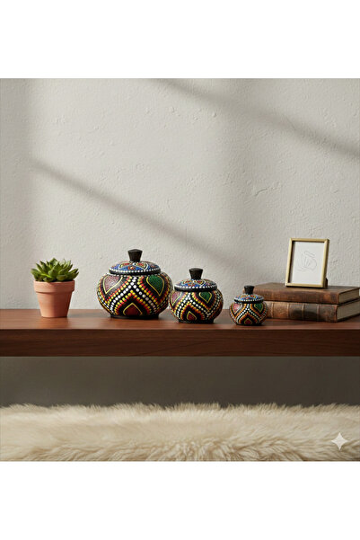 SultanofAura 3 lü dekoratif kase kutu baharatlık çok amaçlı