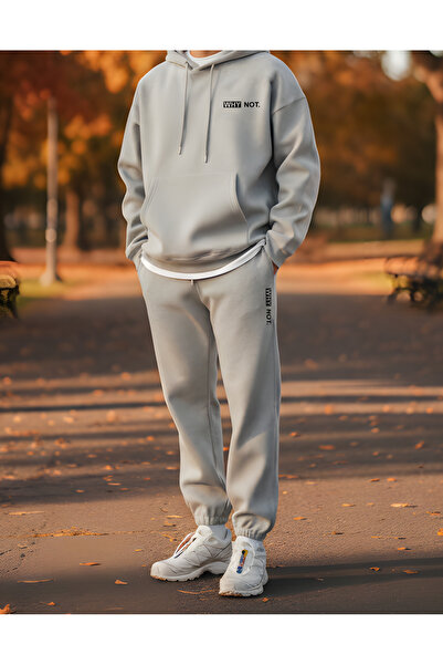 EFFRENATU Trendy Clothing Hoodie Zip Printed Top & Bottom Suit Plus Size