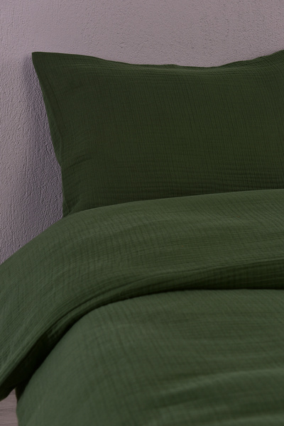 Setekshome 4 Layer Muslin Double Duvet Cover Set Emerald Green