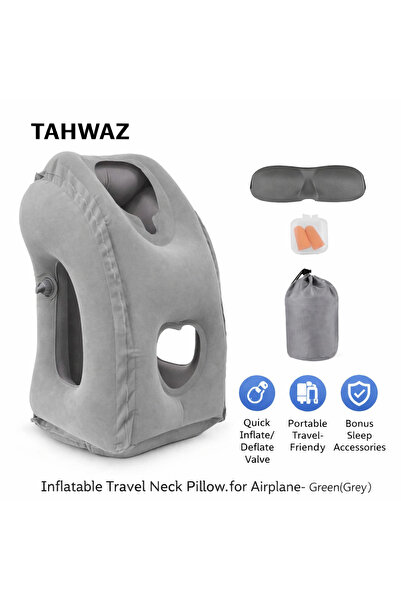 Tahwaz Inflatable Travel Neck Pillow for Airplane, Car & Office – Head, Neck ...