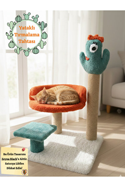 Komano Pontika Çok Katlı Kedi Tırmalama Tahtası 52 cm | Yataklı Kedi Evi | Da...
