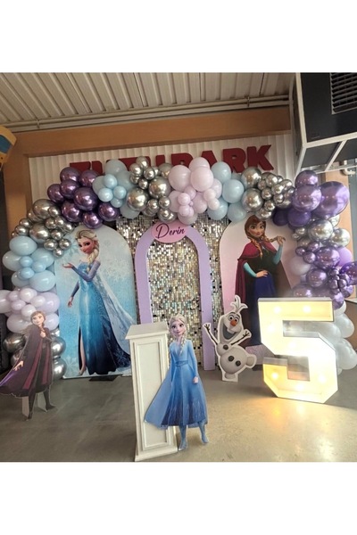 Çemrek Süs Parti Blue Lilac Silver Purple Chrome Balloon Chain Set of 100 Sui...