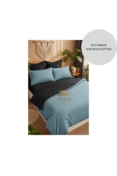 ayçiçek home Double Bedding Set 160/200 Fitted Sheet 190/220 Quilt Size 4 Pie...