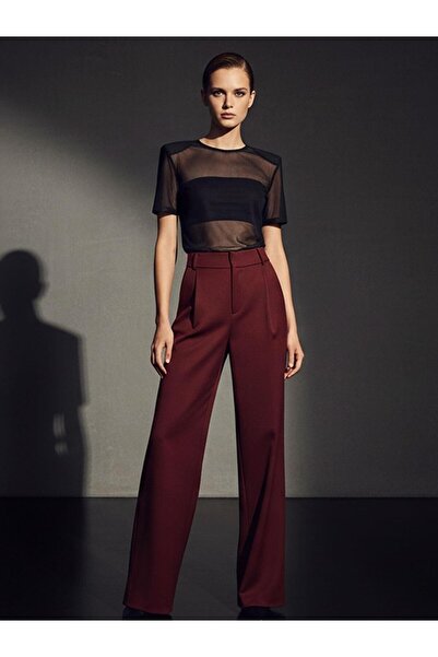 RİVUS Wide Leg Palazzo Trousers - Burgundy