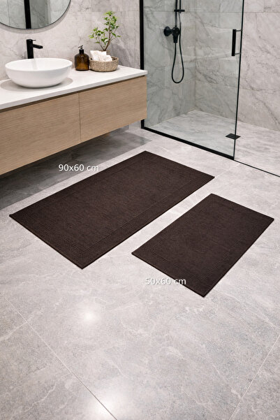 dafne moda Banyo Paspası Urban Line Acı Kahve Set 2'li