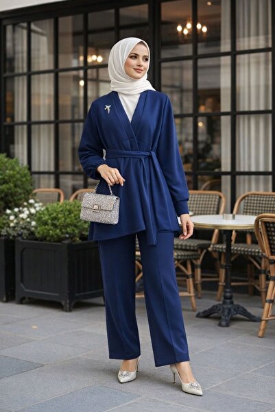 vvesario Set de crep cu volane pentru femei, stil hijab