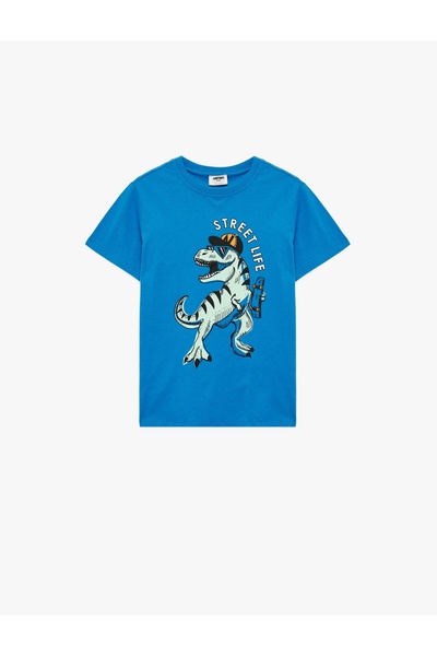 Koton Tricou pentru băieți Saks cu imprimeu dinozaur 6SKB10092TK