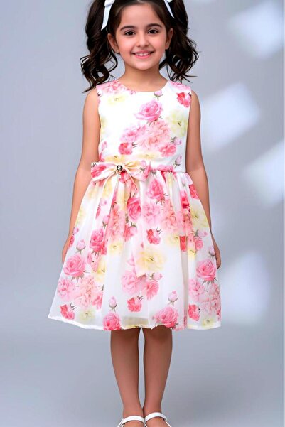 Alesaei-mondo tondo (فستان بناتي وردي بفيونكة كاجوال ااااا 7274)