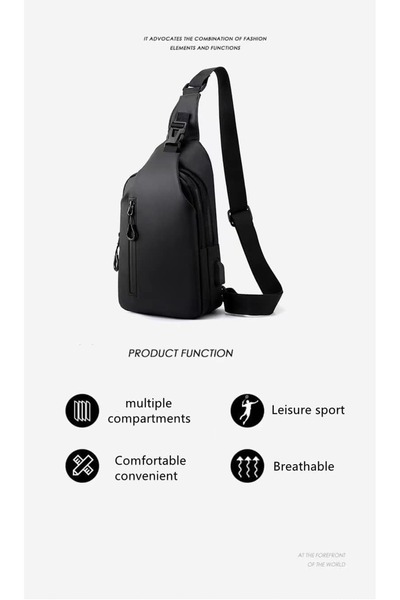 Primo Plus Waterproof Sling Backpack with USB Charging Port Anti-Theft Crossb...