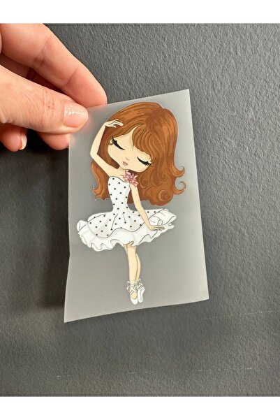 Gönülden Tasarım Transfer termoadeziv cu imprimeu balerină pentru fete, 13x7 cm