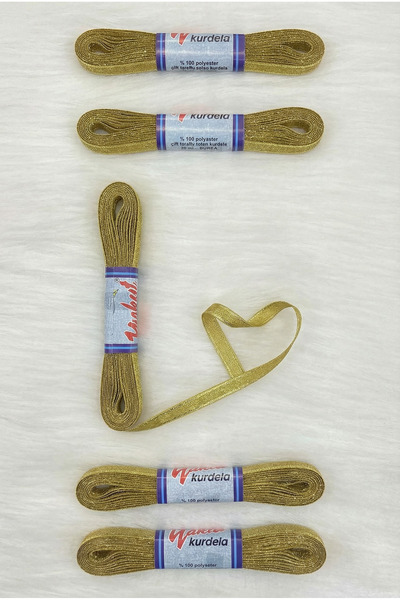 ZEYMERADE Gold Glitter Ribbon 1 cm 10 Meters, Bohça Dowry Bride Engagement Bi...