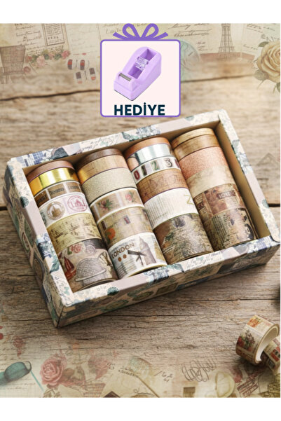 Dörtel Tedarik 24-Piece Gilded Patterned Paper Tape Mini Adhesive Tape Roll C...
