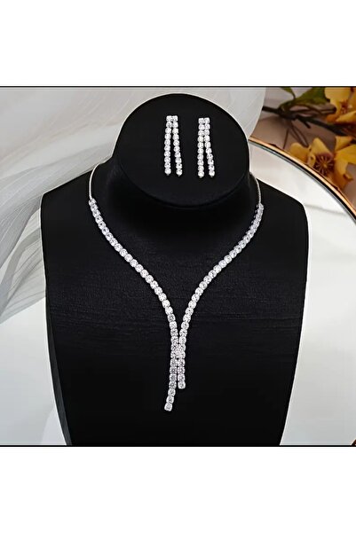 Svarovsky Su yolu kolye ve küpe seti