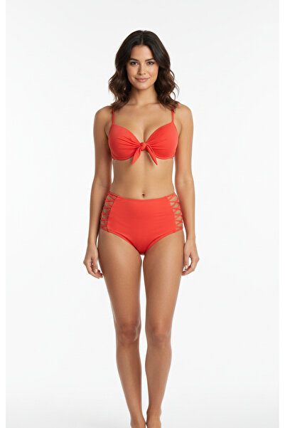 Adel swimwear Çapraz Biyeli Yüksek Bel Bikini Takımı