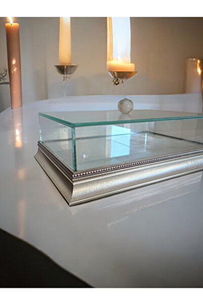 Glowvera صندوق مكياج من الزجاج الفضي للخطوبة والزينة والشوكولاتة والهدايا 30*...