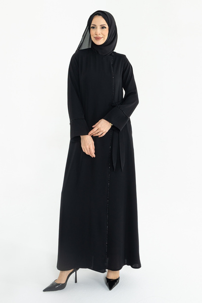 KADEEM Silve Dubai Silk Abaya Black -1012