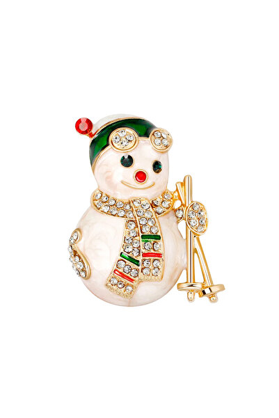 EFAYN.RO Women's brooch, Christmas theme, glamour model with snowman, fashion...