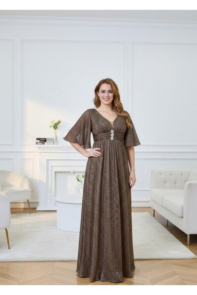 alqarat "Thuraya" Shimmering Pleated Gown