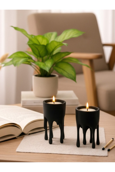 exemum EXEPAZAR Eriyen Form Tasarımlı Modern Dekoratif Tealight Mumluk Seti