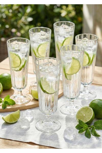 HomeTarz Coffee Side Flute Glass Cup Set - 6 Pieces, 140 ml