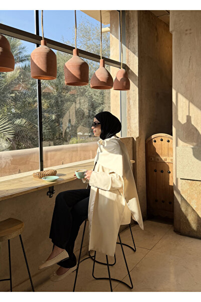 MODA AKSA 9009 SEYYAR FULARLI BLAZER CEKET BEJ