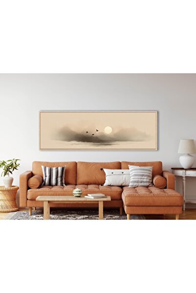 woodhomeworks Tek Parça Gerçek Ahşap Yatay Panorama Çerçeveli Tablo