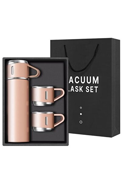 Primo Plus ترمس مزدوج الجدار مزود بمقبض سيليكون وكوبين من الفولاذ. يحافظ على ...