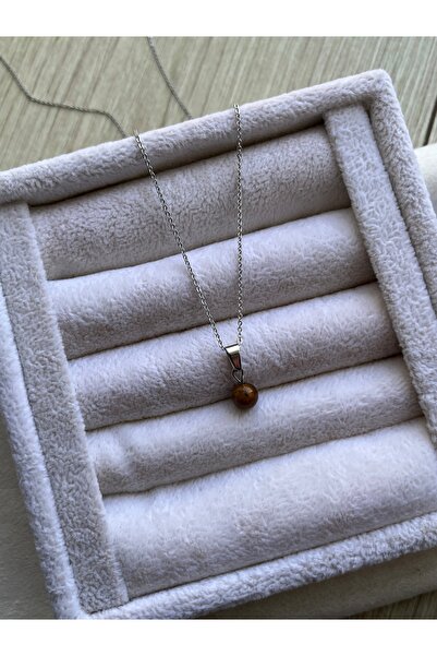 Pel Design Minimal Pietersite Stone Steel Silver Color Pendant Handcrafted