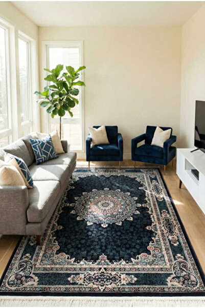 Efor Halı Amasra Mavi Halı Modern Dokuma Halı Yumuşak Oturma Odası Salon Çocu...