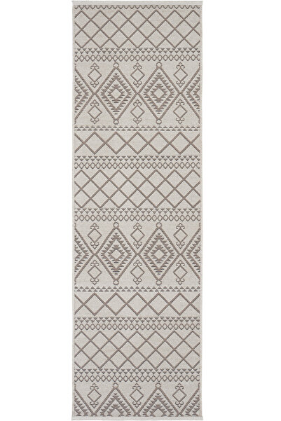 Cool Halı Marcos Vizon Bej Rengi Etnik Desen Bohem Dokuma Yıkanabilir Uzun İn...