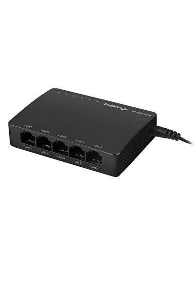 Lanberg Switch Gigabit Ethernet, 5 porturi RJ-45, 10/100/1000 Mbps, răcoros p...