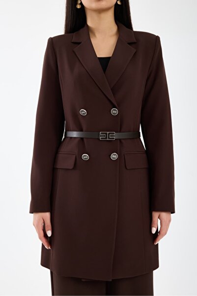 YML Cc Kemerli Dört Düğmeli Double Kumaş Ceket