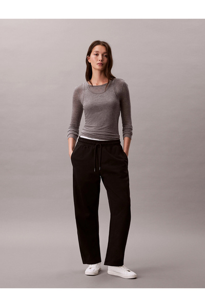 Calvin Klein Monogram French Terry Barrel Cut Women's Black Sweatpants Lv047F...
