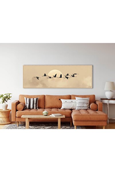 woodhomeworks Tek Parça Gerçek Ahşap Yatay Panorama Çerçeveli Tablo