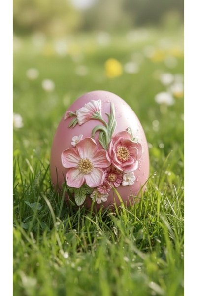 EASTERN SPİRİT Decorațiune Paște- Ou de Paște Decorativ cu Flori în Relief, R...