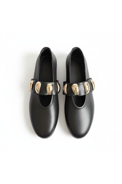 NE&VE SHOES Black Genuine Leather Elastic Women's Stylish and Comfortable Bal...