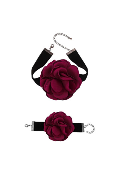 EFAYN.RO 2-piece set, choker and matching bracelet, elegant flower pattern, f...
