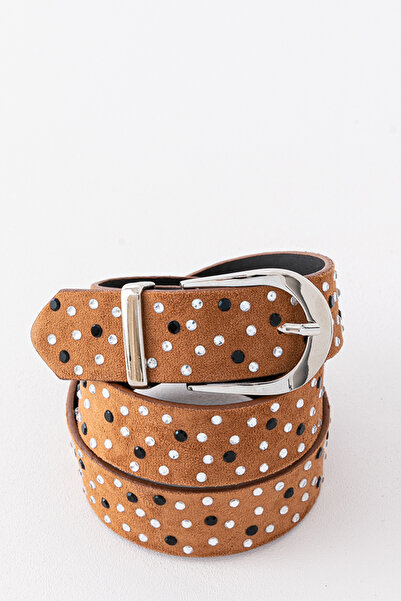 Pantastic Jeans 3.5 cm Silver Color Suede Faux Leather with Stone Stylish Spe...