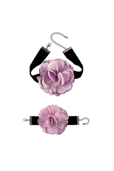 EFAYN.RO 2-piece set, choker and matching bracelet, elegant flower pattern, f...