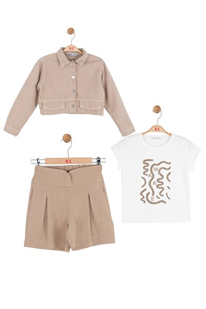 Ugly Duck Set de 3 piese din bumbac, jachetă din nurcă, tricou și pantaloni s...