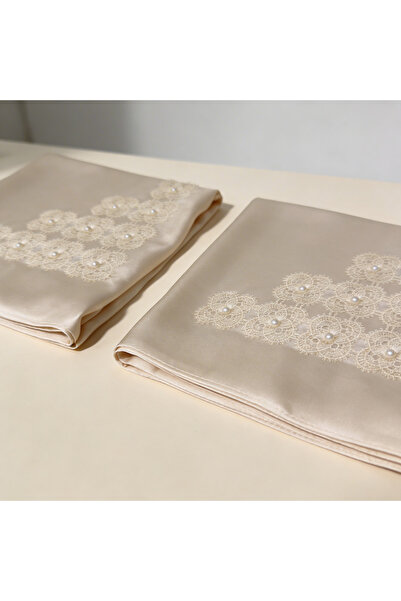 POKUT Saten Çeyizlik Bohça 2'li Set - İncili, Dantelli ve Püsküllü Söz Nişan ...