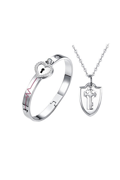 EFAYN.RO Heart bracelet set with key chain, I love you in 100 languages ​​pro...