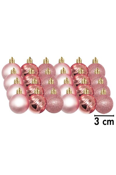 PARTİ SEPETİ Χριστουγεννιάτικη Μπάλα Δέντρου 24 τεμάχια, 3 εκ.