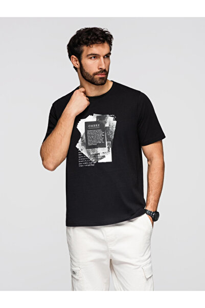 OMBRE Men's printed T-shirt OM-TSPT-0261 Black