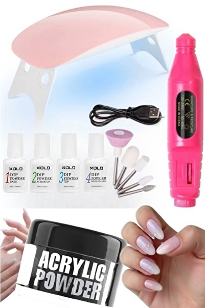 xolo Profesyonel Akrilik Toz Protez Tırnak Seti 13 Parça Nude Pembe