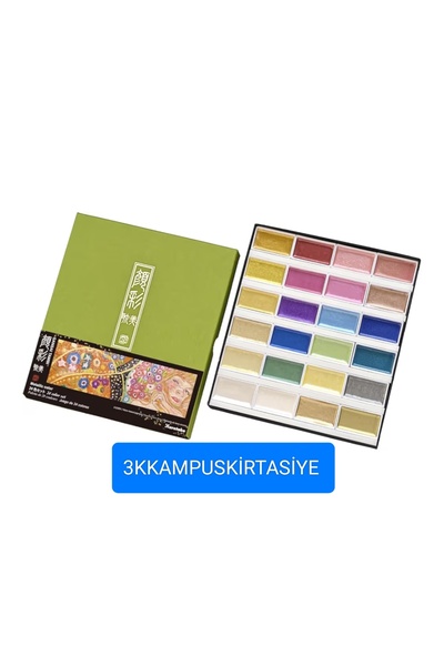 Zig gansai tambi tablet suluboya 24 renkli takım metalik açık renkler