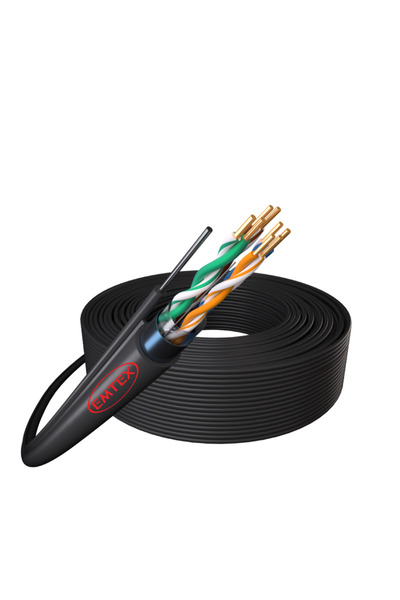 Emtex Cablu F/UTP de exterior cu mesager, Cat.5e, cupru, 24AWG, rezistent la ...