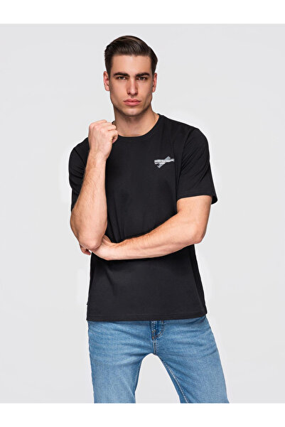 OMBRE OM-TSPT-0258 Men's T-Shirt Small Print Regular Fit Black