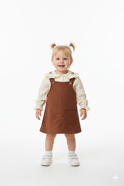 MODA KIZ ÇOCUK SÜET ELBİSE GÖMLEKLİ TAKIM