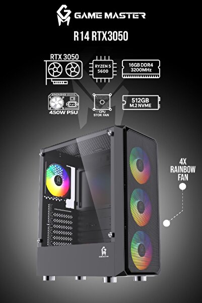 GM Game Master R14 RTX 3050 ATX Hazır Gaming PC R5 5600 16GB RAM 512GB M2 SSD...